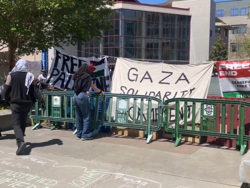 The Gaza solidarity encampment at UC Irvine. Image courtesy Ben Camacho / Twitter