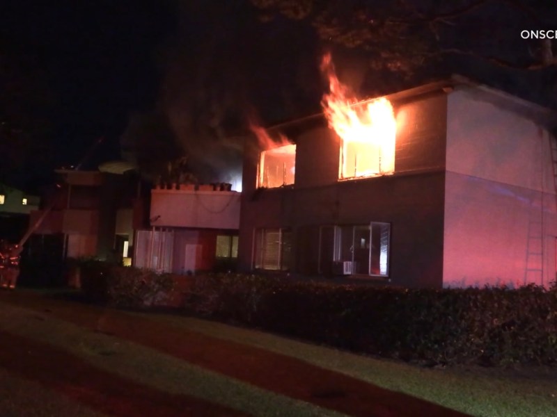 An early morning apartment blaze in La Jolla left six people displaced. Courtesy Onscene.TV