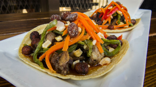 Lengua tacos at the Blind Burro