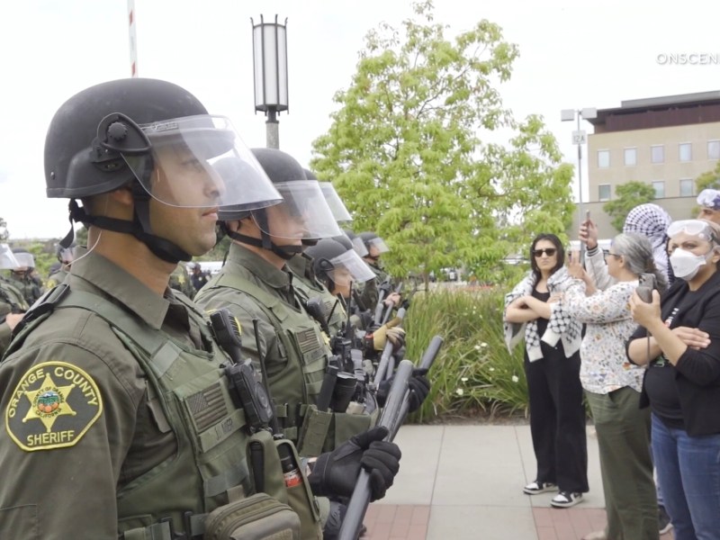 Law enforcement descends on protesters at UC Irvine. Courtesy Onscene.TV