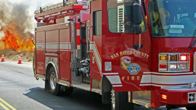 Cal Fire San Diego truck at a brush fire