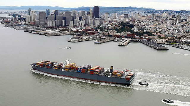 Container ship in San Francisco Bay