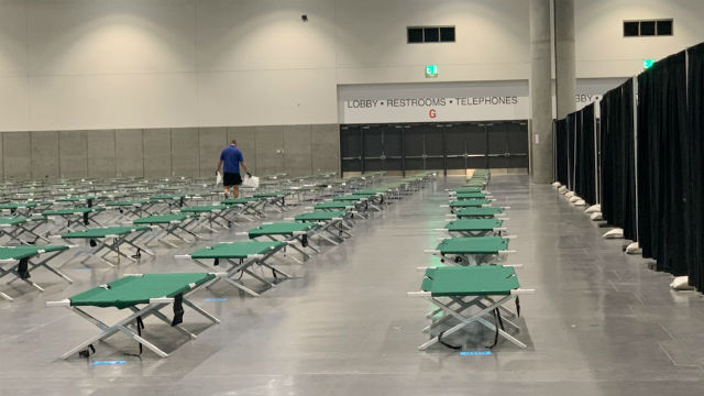 Cots in the convention center