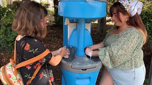 COVID-19 risk is targeted with handwashing stations.