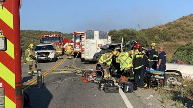 Cal Fire at the scene of the crash