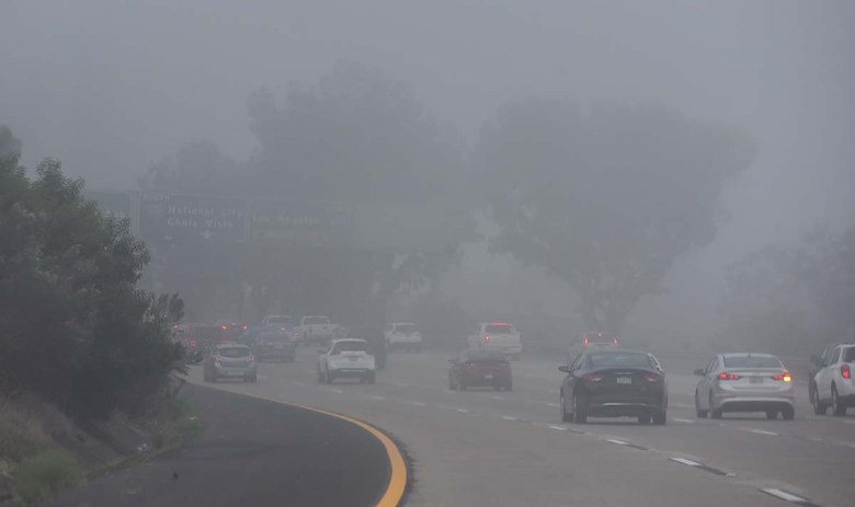 Heavy fog in Mission Valley. Photo by Chris Stone