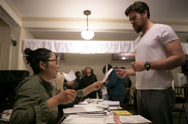 A voter in Oakland on March 3