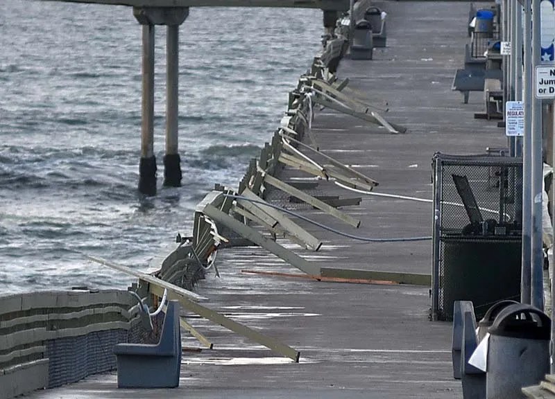 King Tide waves damaged the Ocean Beach Pier. The pier will be closed until it is repaired.