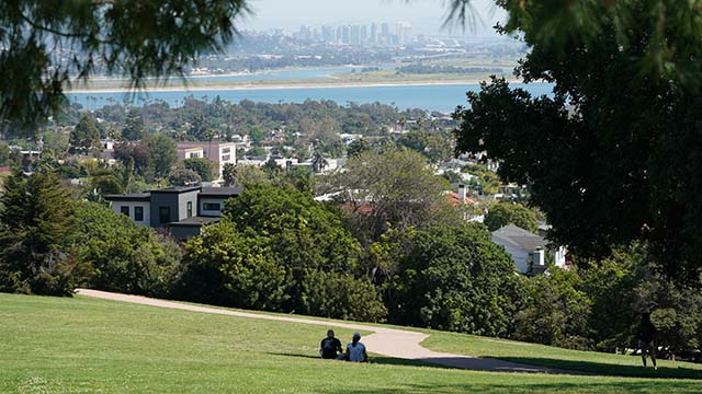 A couple enjoys the view at Kate O. Sessions Neighborhood Park.