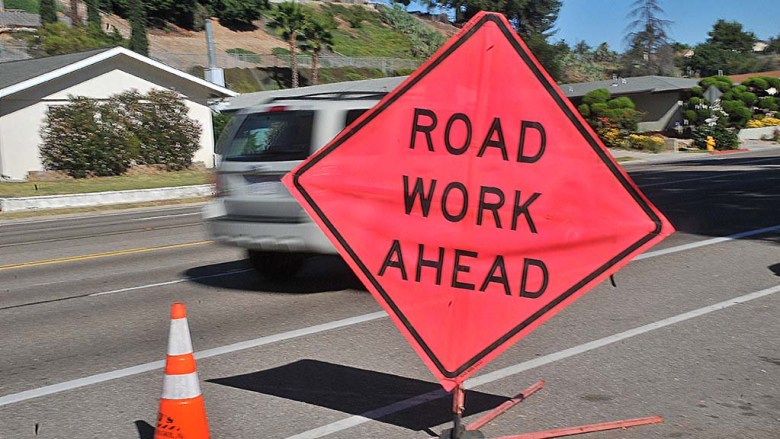 Road work sign