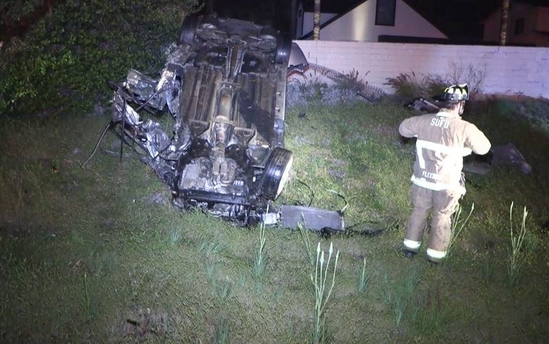 Fireman examines wreckage