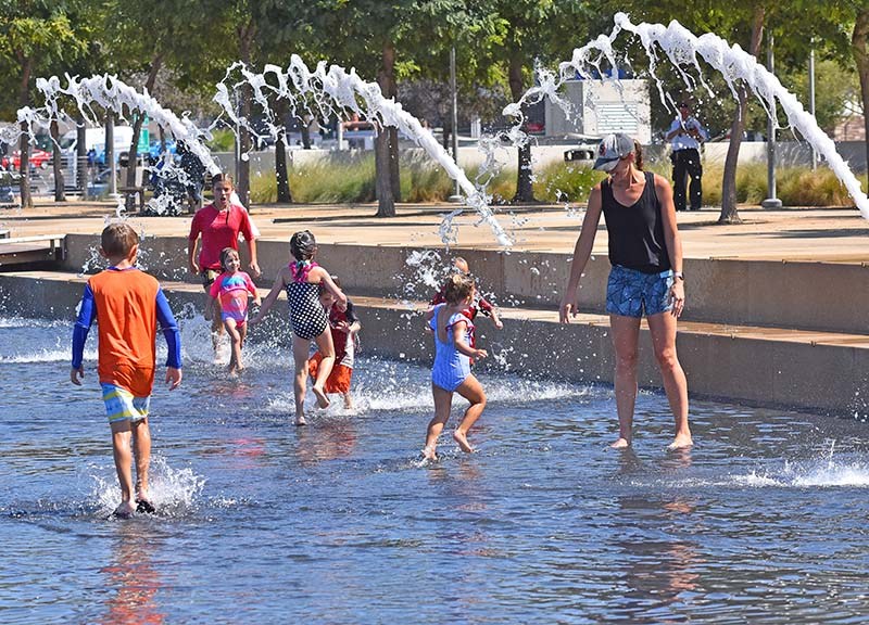 Children cool off at Waterfront Park