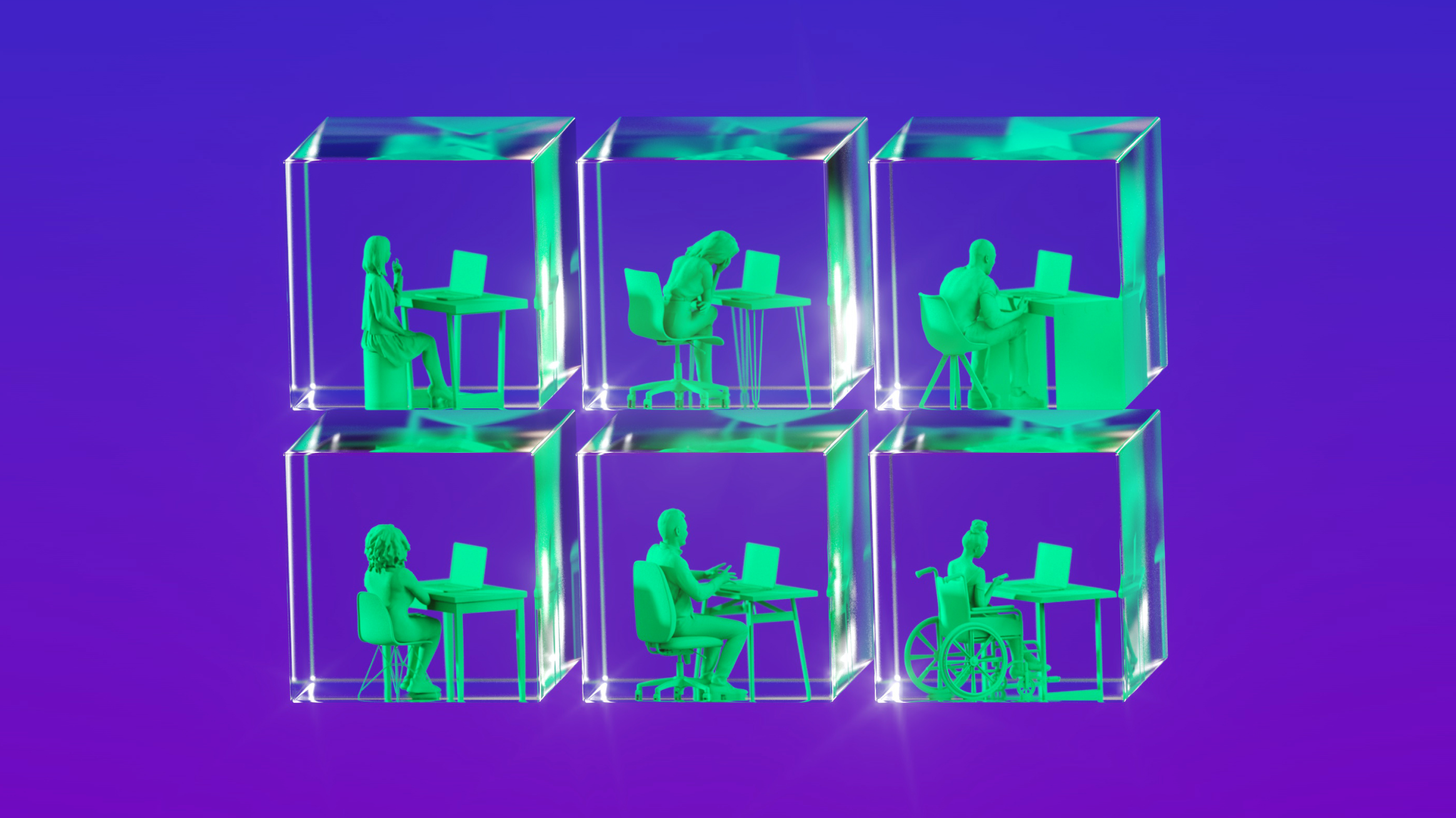acrylic-cubes-of-isolated-workplace-scenes-the-connection-crisis-why-community-matters