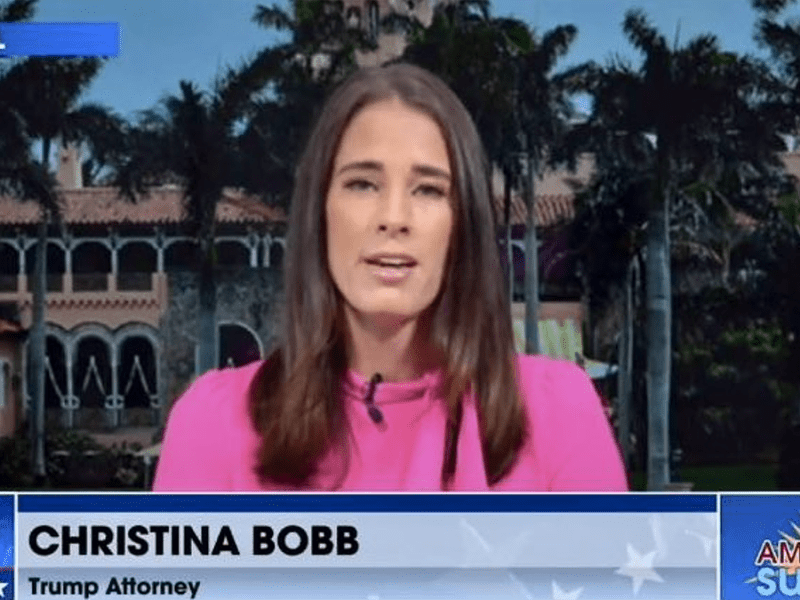 Christina Bobb in broadcast from Jupiter, Florida, latest listed residence.